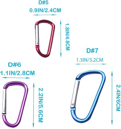 12Pcs Aluminum Carabiner D Ring, Includes Small 1.8" Carbineers, Medium 2.2" D - Image 2