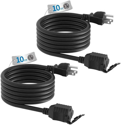 TiFFCOFiO Indoor Outdoor Extension Cord Waterproof, 10 Feet 3 Prong Power Cord by TiFFCOFiO
