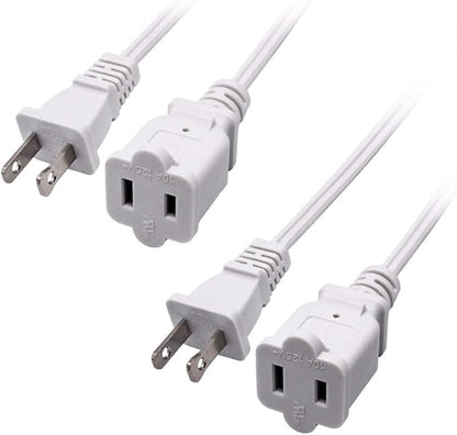 2-Pack Indoor Extension Cord 10FT, 2 Prong Extension Cords White, US by Yeatel