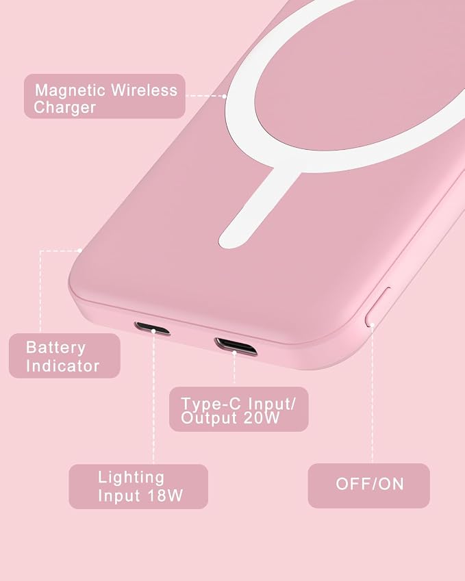 podoru for Magsafe Battery Pack, 5000mAh Magnetic Power Bank - Image 6