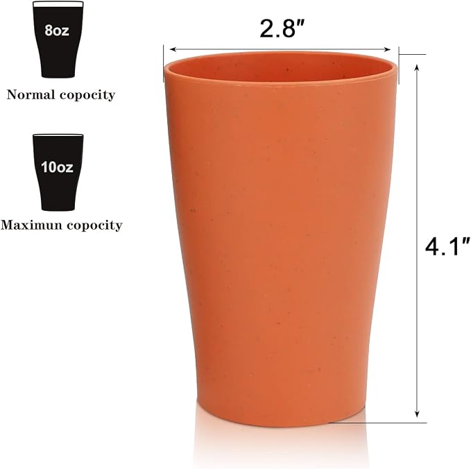 Homienly Stackable Drinking Glasses Set Wheat Straw Shatterproof Cups | - Image 2