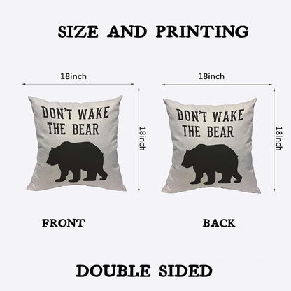 TKS MITLAN Don't Wake The Bear Decorative Pillow Covers Cool Animal Bear Black - Image 2