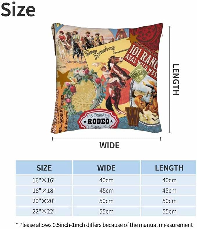 Cowgirls Wild West Pillow Covers 18 X 18 Far East Rodeo Round Up Win Ride Horse - Image 6