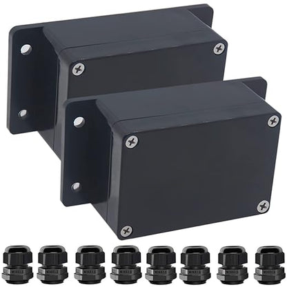 2Packs Junction Box IP65 Waterproof ABS Plastic Electrical Project Case Power by Otdorpatio