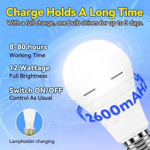 Neporal LITE PRO Rechargeable Light Bulbs, 2600mAh Large Battery Backup Light - Image 2