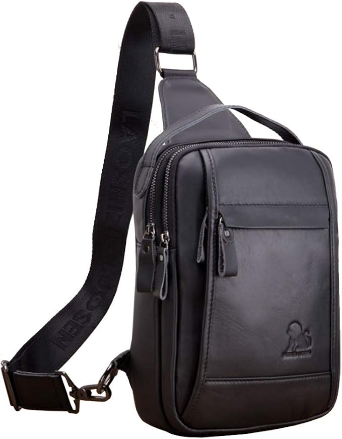 Leather Sling Bag Backpack for Men Women Outdoor Travel Hiking Business - Image 2