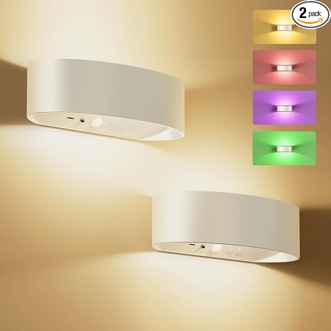 Motion Sensor Wall Light, 5000mAh Rechargeable Battery Operated Wall Sconces by WelcometoFULNIX