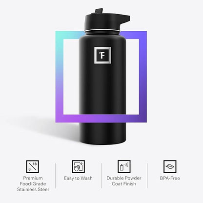 IRON °FLASK Camping & Hiking Hydration Flask - 32 oz Midnight Black - Image 5