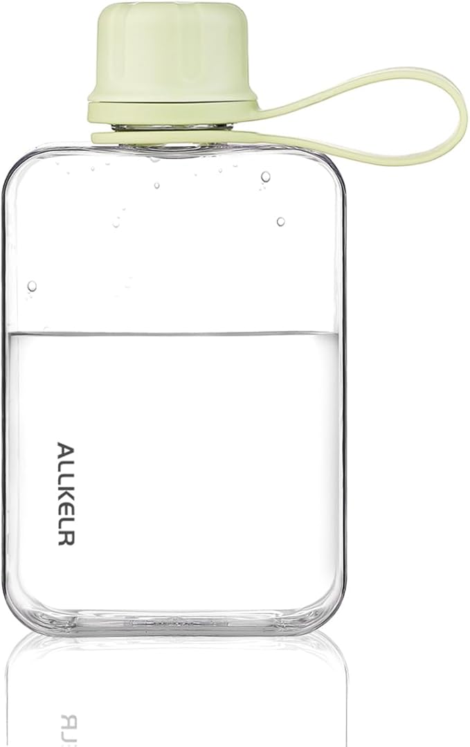Portable Flat Water Bottle, BPA Free Reusable Tritan Plastic Travel Water by ALLKELR
