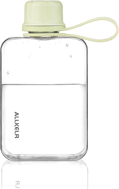 Portable Flat Water Bottle, BPA Free Reusable Tritan Plastic Travel Water by ALLKELR