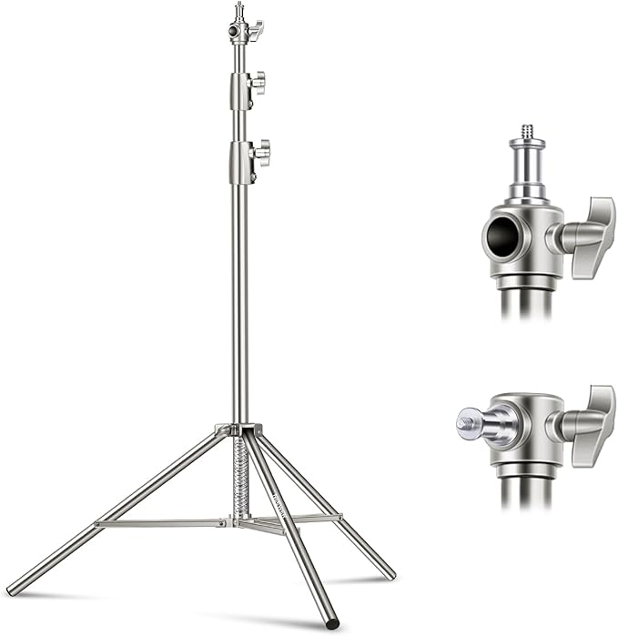 NEEWER 9.2ft/2.8m Stainless Steel Light Stand, Spring Cushioned Heavy Duty by Neewer