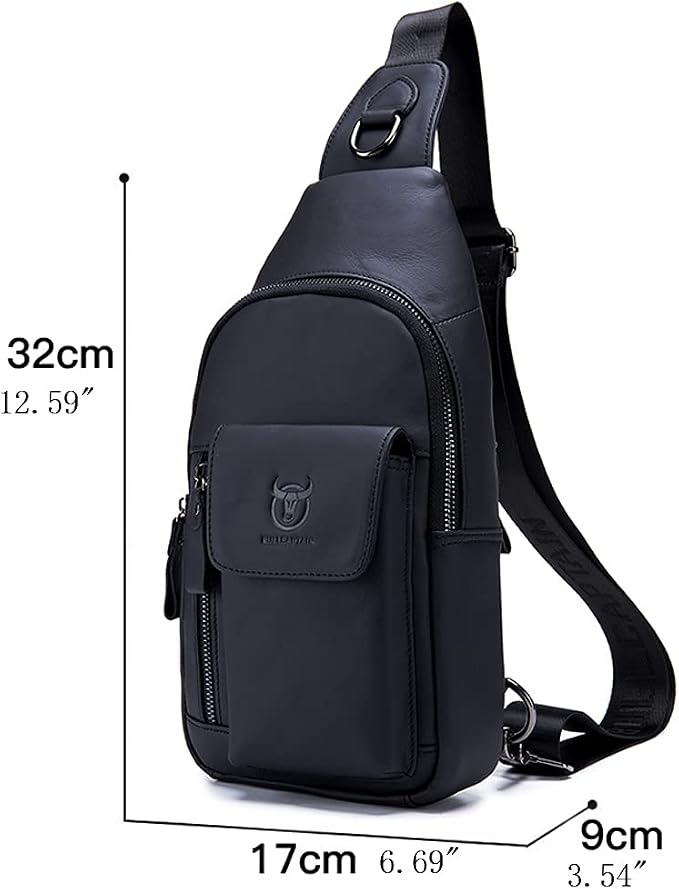 Hebetag Leather Sling Bag Hiking Daypack - Image 5