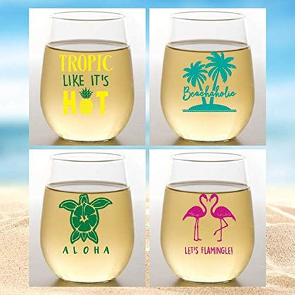 Set of 4 Shatterproof Designer 16 oz Plastic Wine Glasses MADE in the USA by Unknown