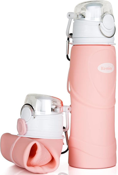 Kemier Collapsible Silicone Water Bottles-750ML, Medical Grade, BPA Free Travel by Kemier