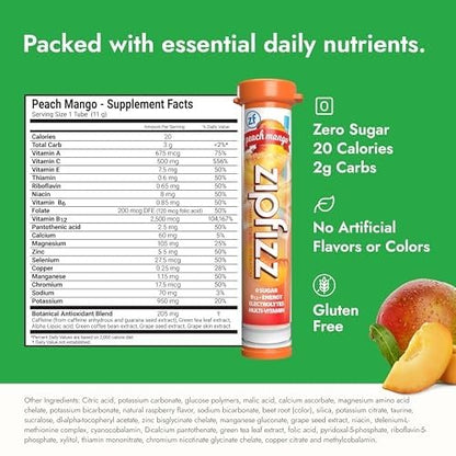 Zipfizz Daily Energy Drink Powder, Peach Mango, 20 Pack | 3-in-1 Sustained - Image 3
