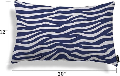 EKOBLA Zebra Stripe 12x20 Pillow Case Distressed Navy Blue White Animal Skin - Image 5