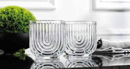 Glaver's Vintage Glassware Art Deco Glasse Ribbed Drinking Glasses U-Shape Arch - Image 6