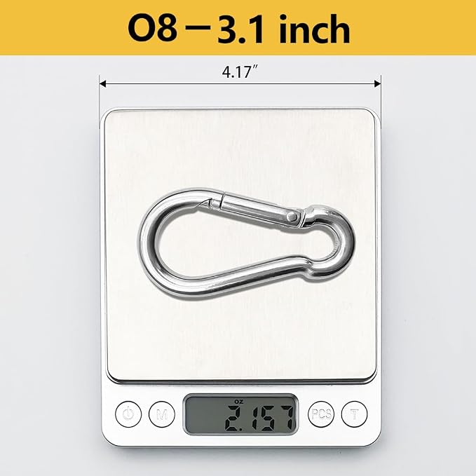 Stainless Steel Carabiner Clips Heavy Duty.Spring Snap Hook Carabiner 12 Pack. - Image 5