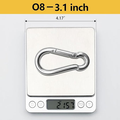 Stainless Steel Carabiner Clips Heavy Duty.Spring Snap Hook Carabiner 12 Pack. - Image 5