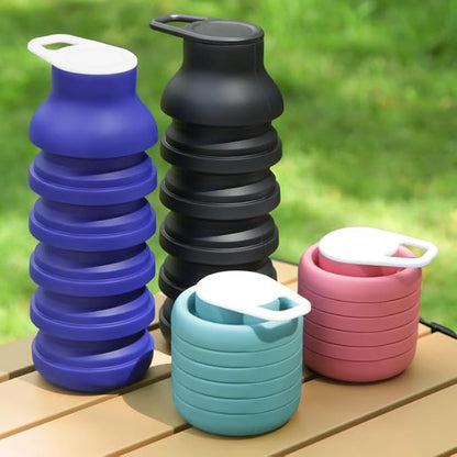 Collapsible Silicone Water Bottle, 600ml Portable Foldable Sports Bottle - Image 2