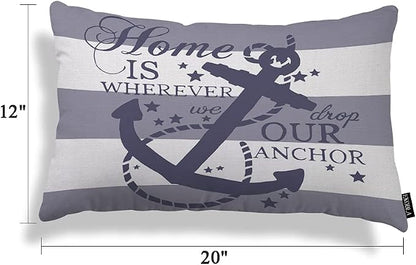 EKOBLA Nautical Pillow Covers Home is Wherever We Drop Our Anchor Waist Lumbar - Image 5