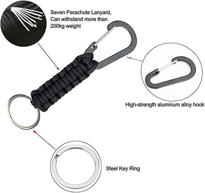BRAVESHINE Paracord Keychain Carabiner Clip, D Ring Lanyard Hanger Stroller Hook - Image 2