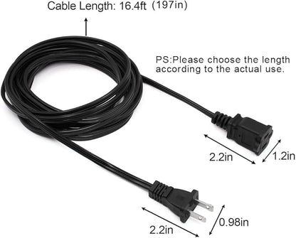 Long 2 Prong Extension Power Cord 16.5FT, Polarized Plug Flexible Power Cable - Image 4