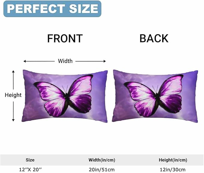 Purple Butterfly Couch Pillow Covers 12 X 20 Vibrant Magical Nature Insect Set - Image 2