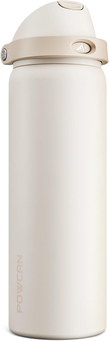 POWCAN 32 oz Insulated Water Bottle, 2-in-1 Push-Button Spout & Quick-Flip by POWCAN