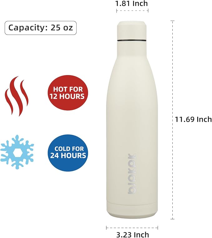 BJPKPK 25oz Insulated Water Bottle Double Wall Vacuum Insulated Stainless Steel - Image 2
