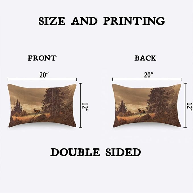 TKS MITLAN Brown Deer Pillow Cover 12x20 inch Elk in The Rocky Mountains Rocks - Image 2