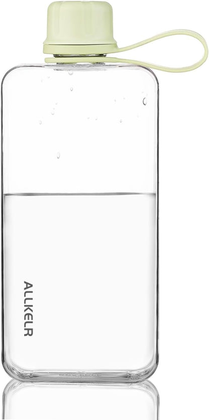 Portable Flat Water Bottle, BPA Free Reusable Tritan Plastic Travel Water by ALLKELR