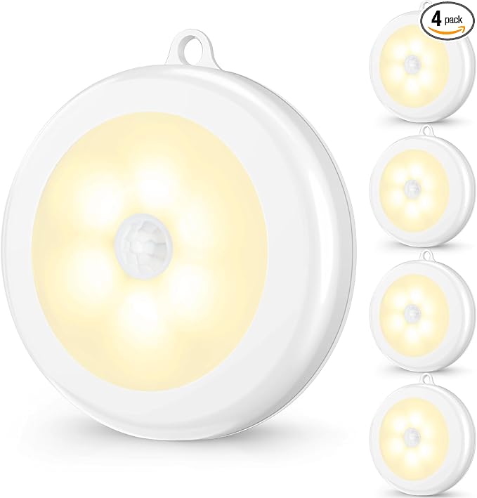 Mlambert 4 Pack Motion Sensor LED Night Light, Cordless Battery-Powered by Mlambert