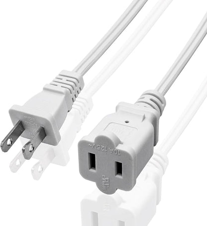 Small Extension Cord 1 FT, 2 Prong White, Thin and Short Extension Cords by Yeatel
