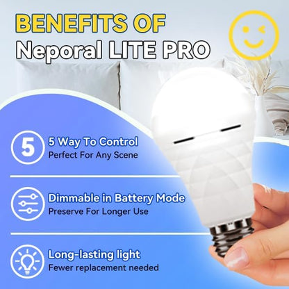Neporal LITE PRO Rechargeable Light Bulbs, 2600mAh Large Battery Backup Light - Image 3