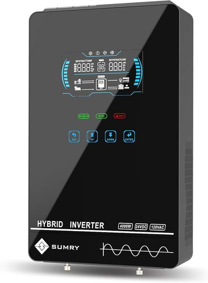 SUMRY Hybrid Solar Inverter, 4000W DC 24V to AC 120V Pure Sine Wave Power by SRGFTS