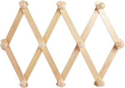 AMAPON Accordion Style Expandable Wall Wooden Coat Rack 10 Hooks Hang Hats - Image 2