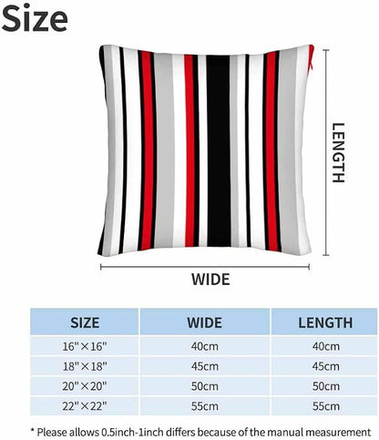 Vertical Lines Striped Pillow Covers 18 X 18 Black White Grey Red Watercolor - Image 6
