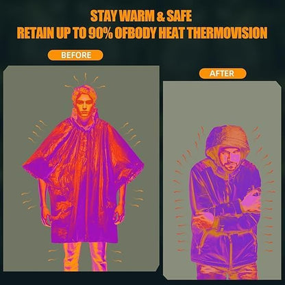 Emergency Survival Poncho Thermal Mylar Foil Coating Blanket - Image 6