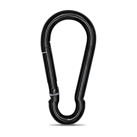Large Carabiner Clip Hook, 4 inch 1 pc Black Heavy Duty Spring Snap Hook Key by KINLINK