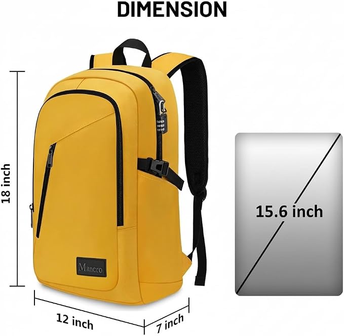 Mancro Travel Laptop Backpack, 15.6 in Anti Theft Backpack - Image 5