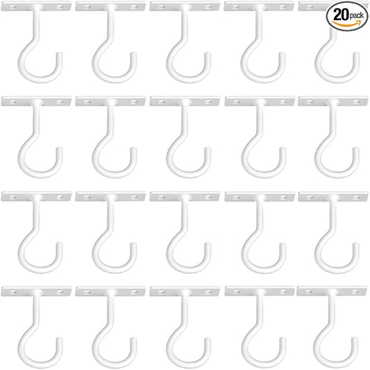 Ceiling Hooks for Hanging Plants 20pack 2.5inch White by QTJUST