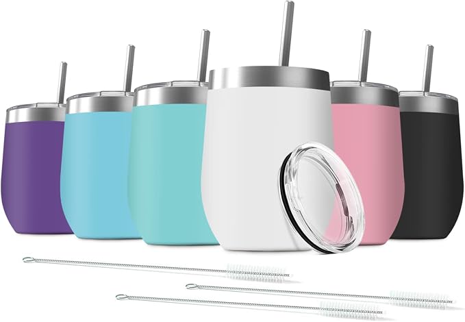 6 Pack 12 oz Stainless Steel Wine Tumbler by Deitybless