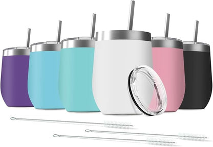6 Pack 12 oz Stainless Steel Wine Tumbler by Deitybless