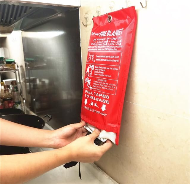 Inf-way Fire Blanket, 39.3''*39.3'' Fiberglass Fire Flame Retardent Emergency - Image 5