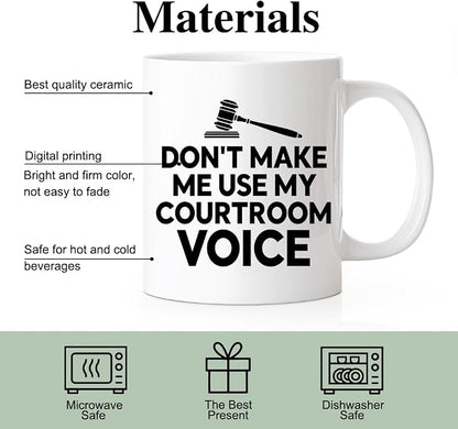 RZHV Don't Make Me Use My Courtroom Voice 11 Oz Novelty Mug, Funny Gavel Coffee - Image 3