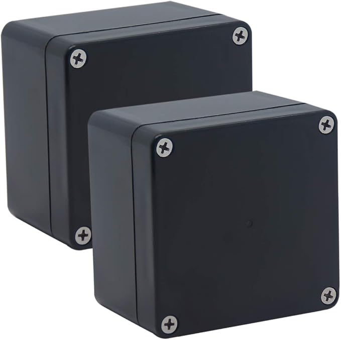 2 Pack Project Box IP65 Waterproof Junction Box ABS Plastic Black Electrical by Raculety