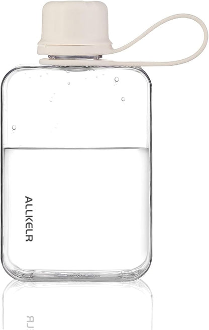 Portable Flat Water Bottle, BPA Free Reusable Tritan Plastic Travel Water by ALLKELR