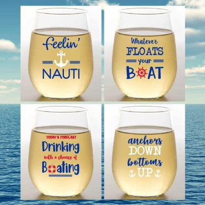 Set of 4 Shatterproof Designer 16 oz Plastic Wine Glasses MADE in the USA - Image 5