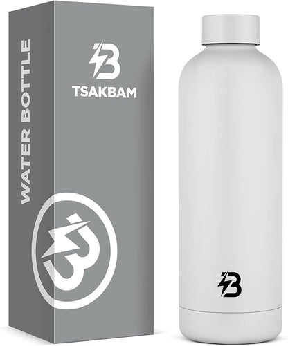 Insulated Water Bottle with Lid, 25 oz Reusable Leak-Proof Metal Stainless by TSAKBAM